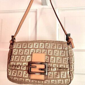 Authentic Vintage Fendi Zucchino Pouchette in near pristine condition